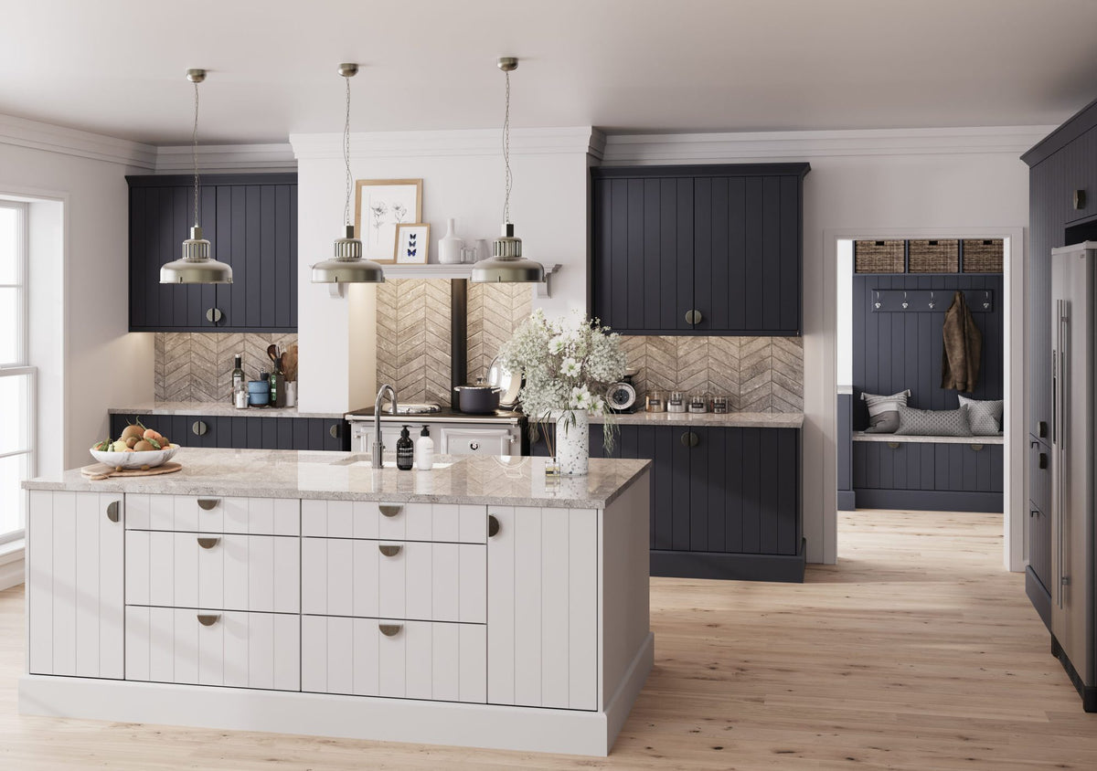 Kitchen with Austin Supermatt Indigo Blue doors