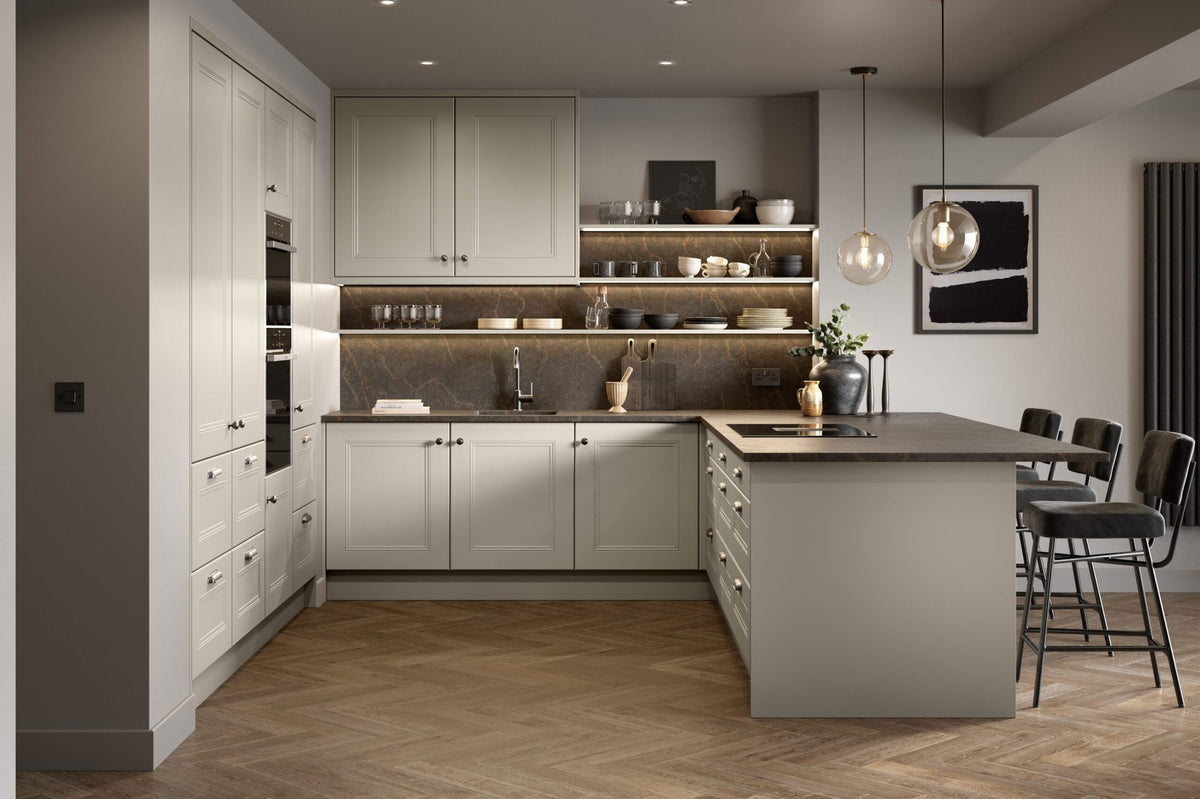 Kitchen with Buxton Supermatt Taupe Grey doors