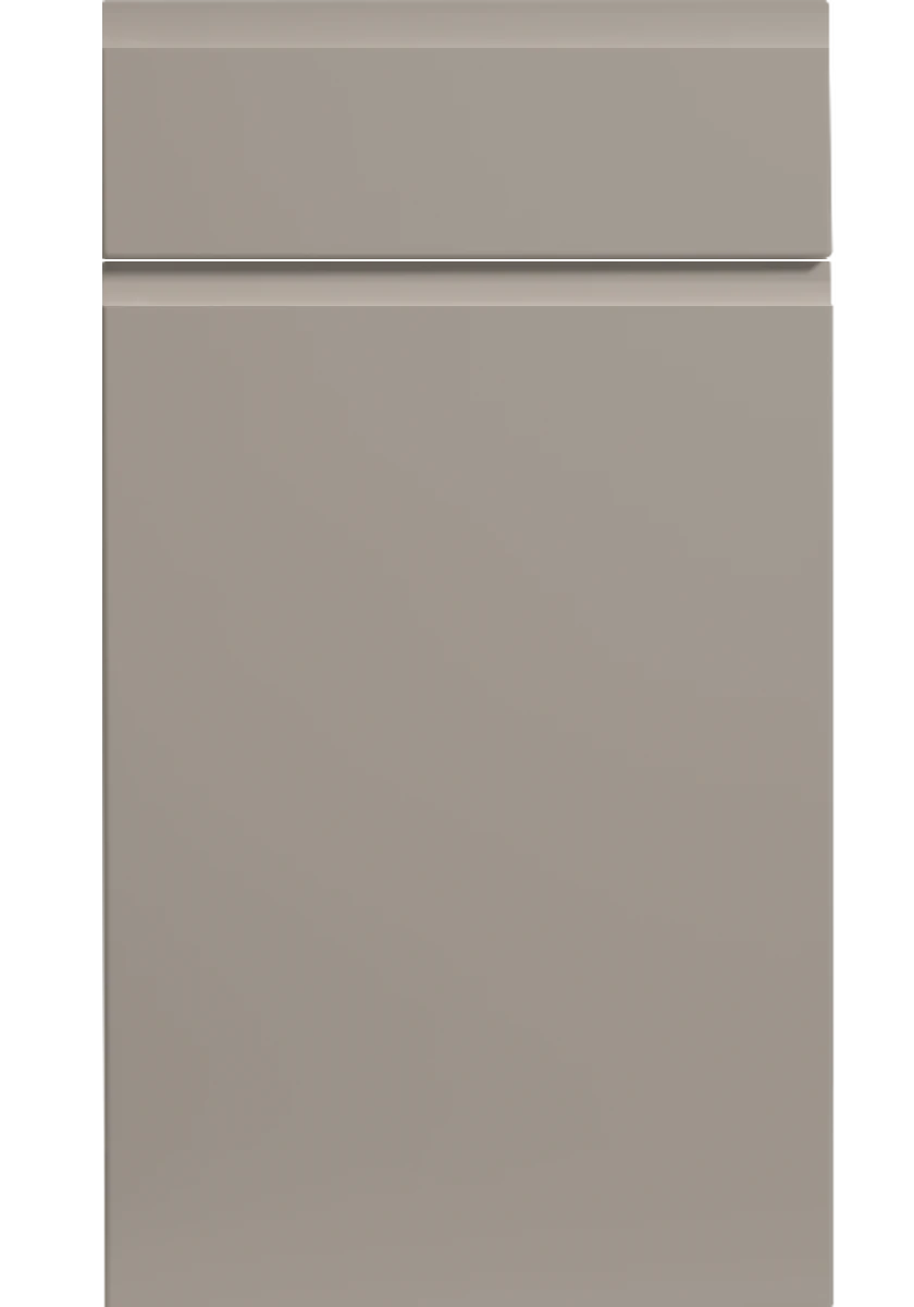 Knebworth Handleless kitchen door and drawer front in Supermatt Clay Grey