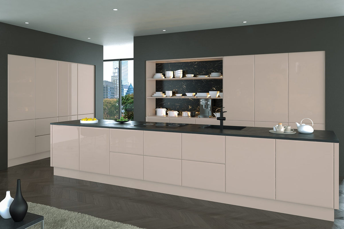 Kitchen with Lincoln High Gloss Cashmere doors