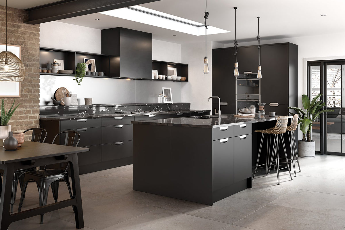 Kitchen with Segreto Supermatt Black doors